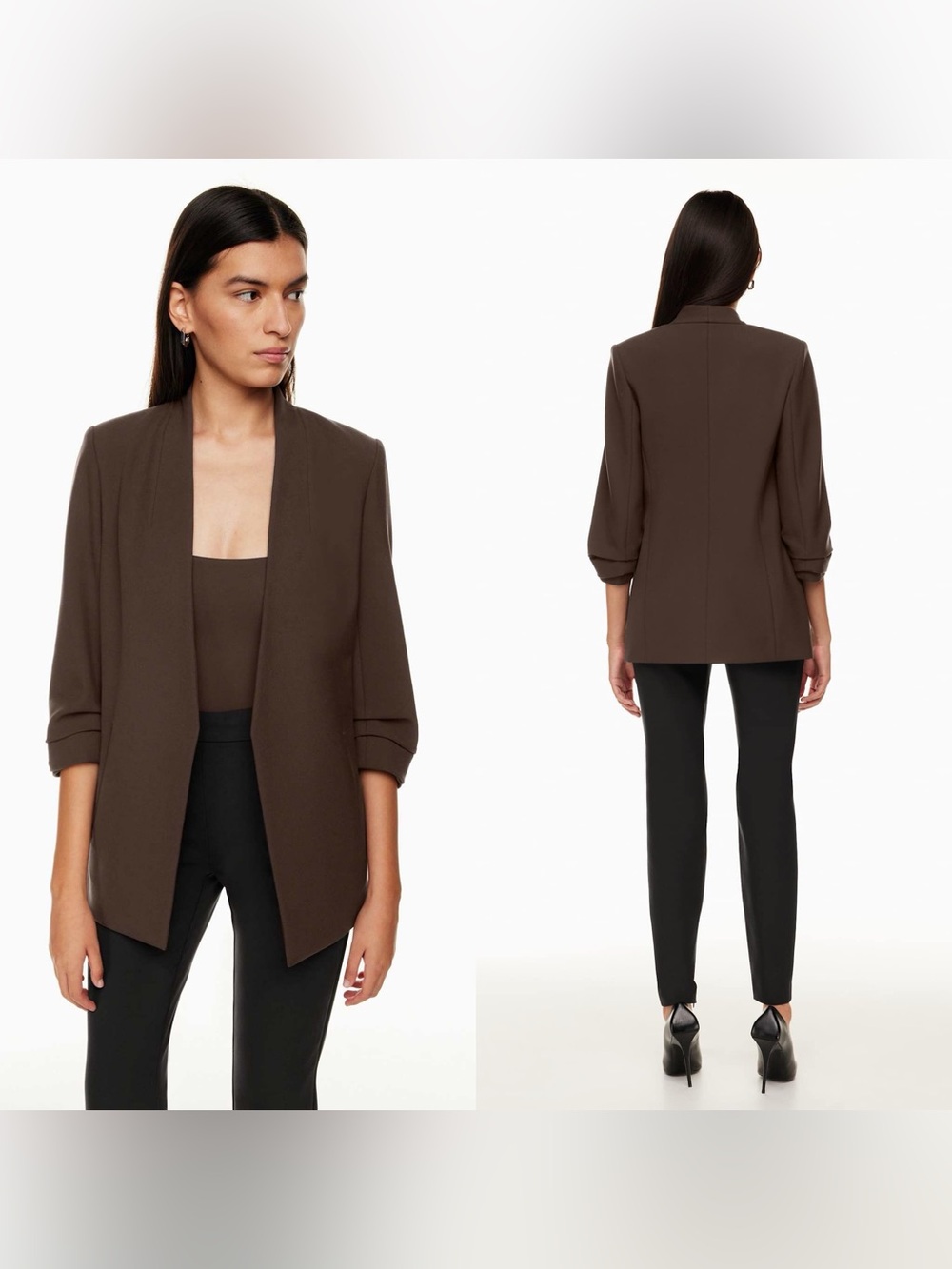 Aritzia Babaton Power Hip Open-Front Blazer in Rich Mocha Brown 6